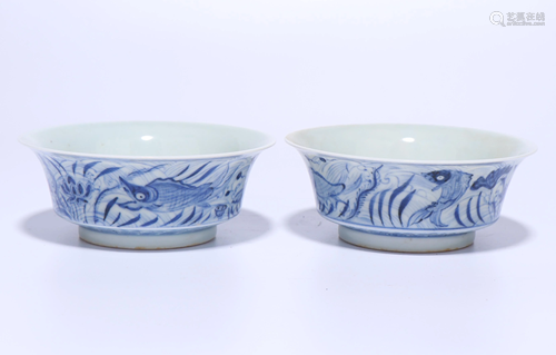 A PAIR OF CHINESE BLUE AND WHITE CUPS WITH…