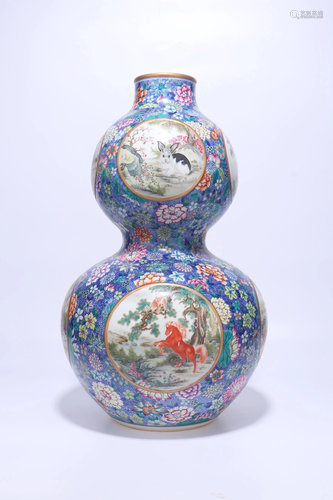 A CHINESE FAMILLE ROSE DOUBLE GOURD VASE, …