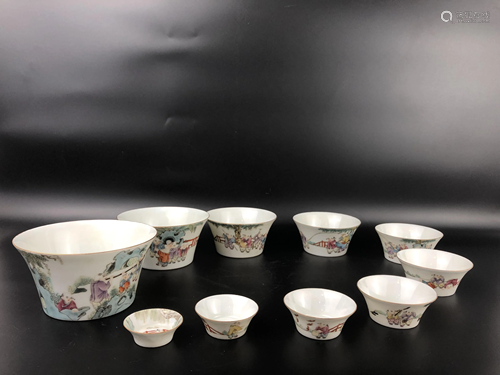 A GROUP OF TEN CHINESE FAMILLE ROSE CUPS…