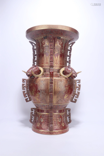 S CHINESE BROWN GLAZED VASE, QING DYNASTY