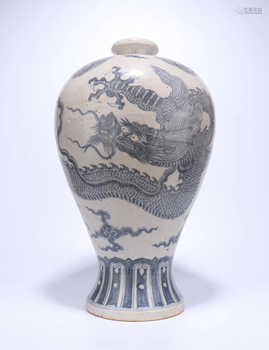 A CHINESE BLUE AND WHITE DRAGON VASE, MING…