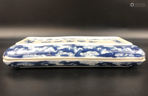 A CHINESE BLUE AND WHITE CASE AND COVER, LA…