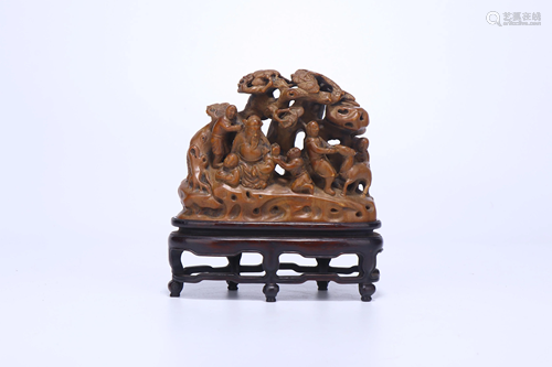 A CHINESE SANDAL WOOD CARVING SAGE AND…