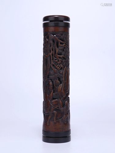 A CHINESE ALOESWOOD CARVING SAG…