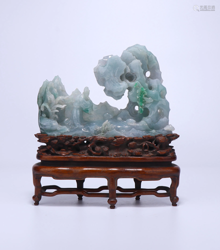 A CHINESE JADEITE CARVING MIFU AND STONE …