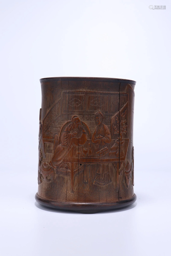 A CHINESE BAMBOO BRUSH POT, QING DYNASTY