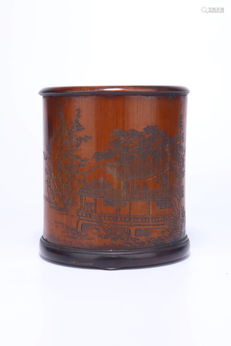 A CHINESE BAMBOO BRUSH POT, QING DYNASTY