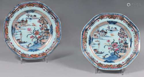 Pair of china plates. Qianlong, 18th century. Octa…