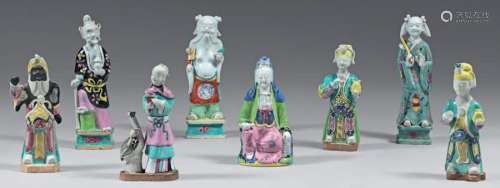 Eight Chinese porcelain statuettes. Jiaging. Decor…