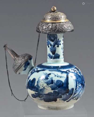 Kendi in Japanese porcelain with silver and silver…