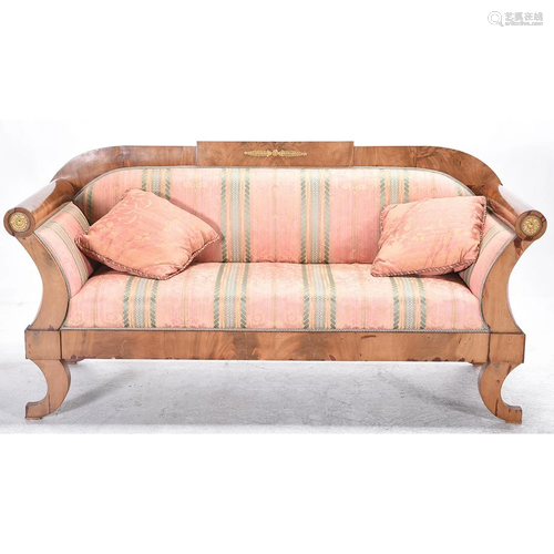 Biedermeier Maple Veneer Sofa.