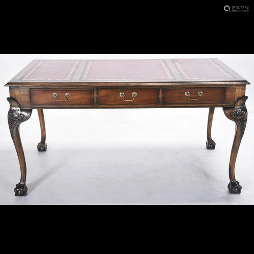 Chippendale Style Mahogany Partners Desk.