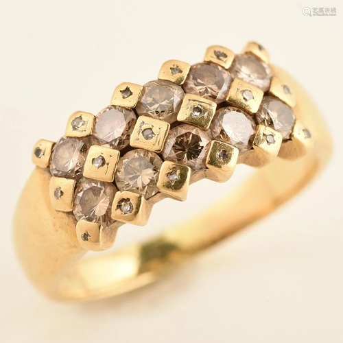 Diamond, 18k Yellow Gold Ring.