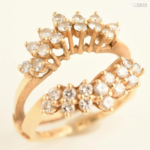 Diamond, 14k Yellow Gold Ring Guard.