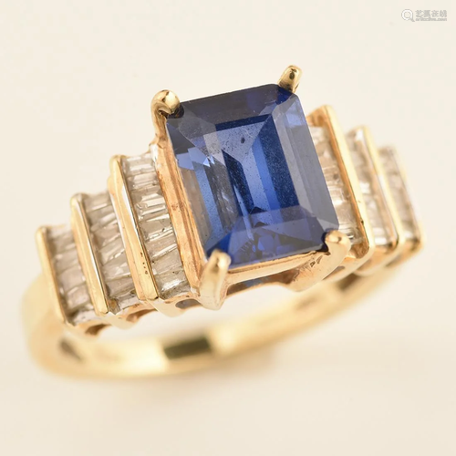 Tanzanite, Diamond, 10k Yellow Gold Ring.