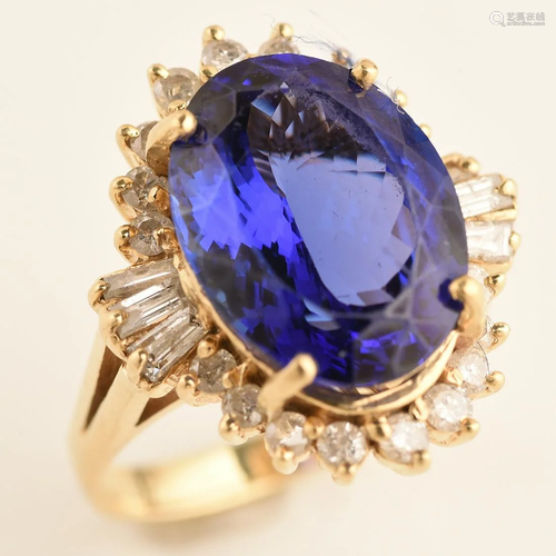 Tanzanite, Diamond, 14k Yellow Gold Ring.