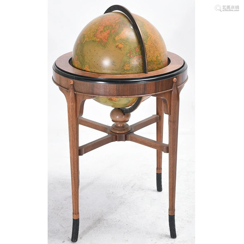 Art Deco Rand McNally Terrestrial Floor Globe on an