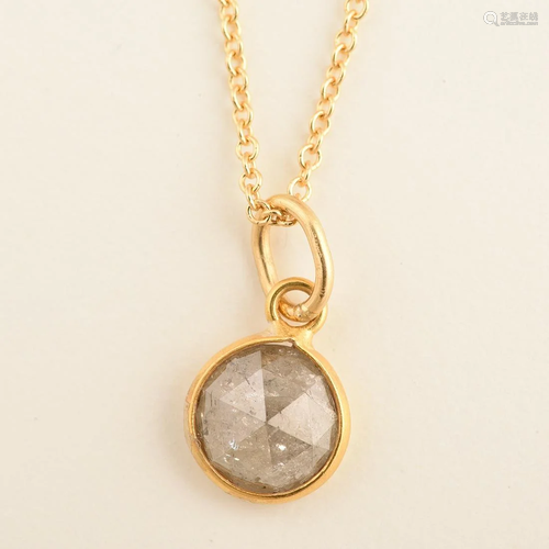 Diamond, 18k Yellow Gold Pendant Necklace.