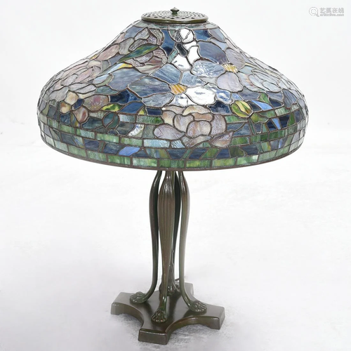 Tiffany Style Table Lamp with Stained Glass Shade.