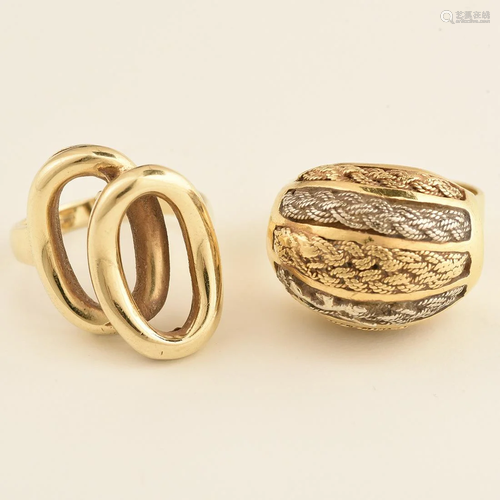 Collection of Two 18k, 14k Gold Rings.