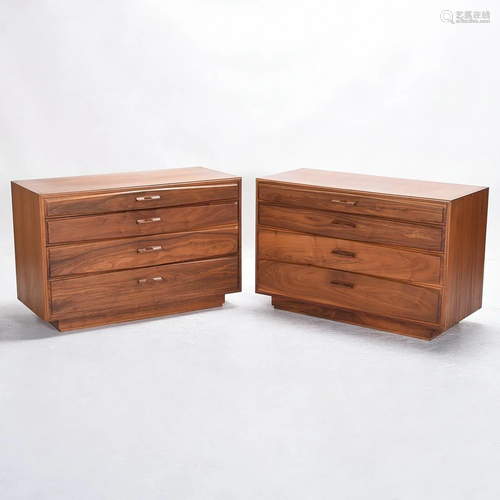 Mid-Century Modern John Kapel Walnut Dresser Pair.