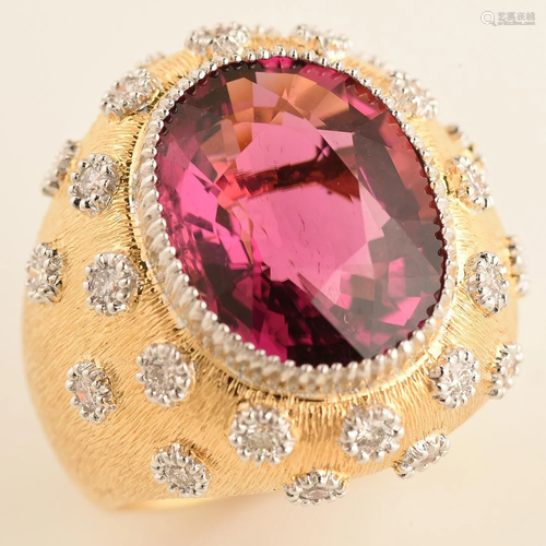 An Exceptional Rubellite Tourmaline, Diamond, 18k Gold