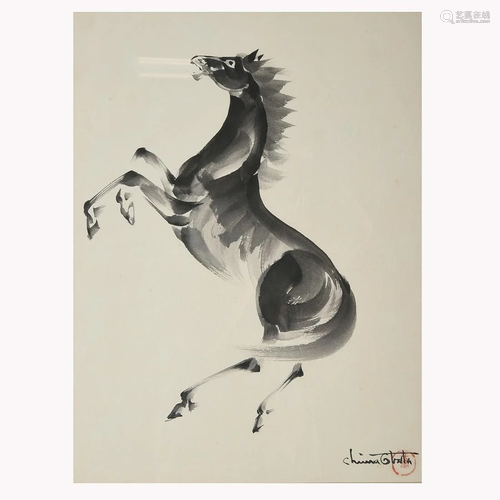 Ink on Paper Painting of a Horse by Chiura Obata,