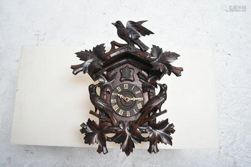 German Black Forest Cuckoo Clock with Carved Bir…