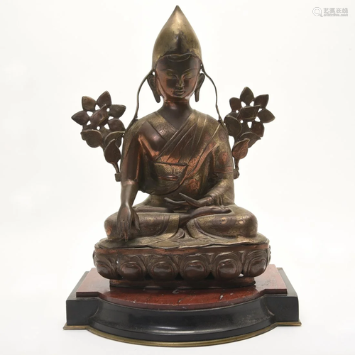 Tibetan Buddha Statue with Stone Base.