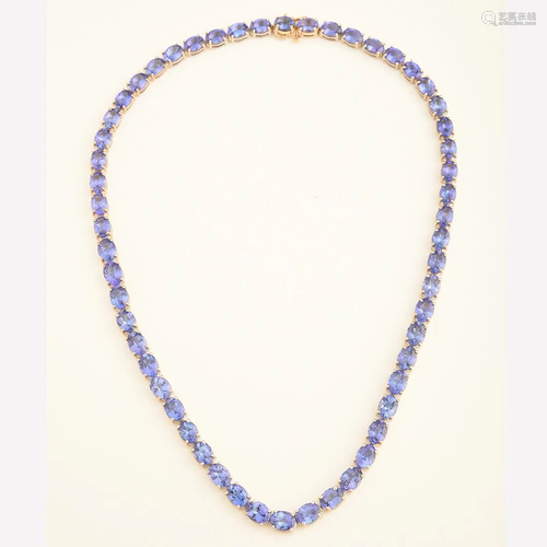 Tanzanite, Sterling Silver, 14k Yellow Gold Necklace.