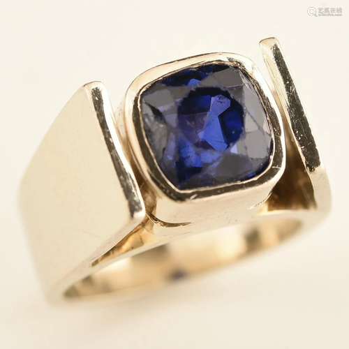 Natural Ceylon (Sri Lanka) Sapphire, 14k White G…