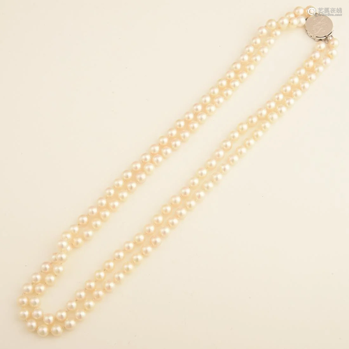 Cultured Pearl, 14k White Gold Necklace.