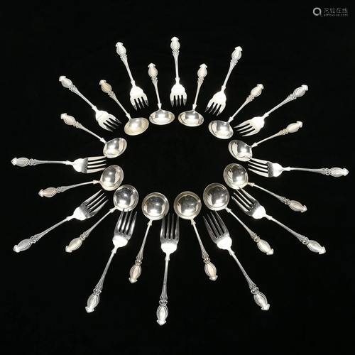 Joseph Mayer & Bros. Art Nouveau Sterling Silver Forks,