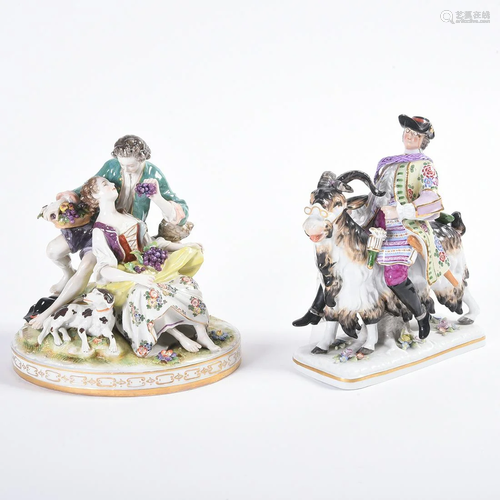 Two Dresden Porcelain Figural Groups, Sitzendorf and