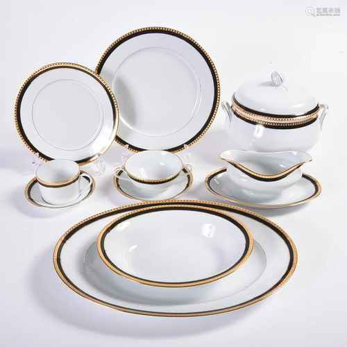 Tiffany & Co. Black Band Pattern Porcelain Dinner