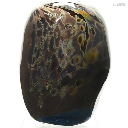 Hand-Blown Cased Glass Vase.