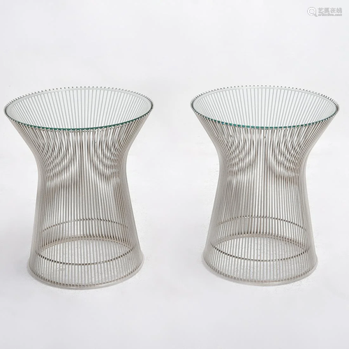 Pair of Warren Platner Glass and Aluminum Low Side