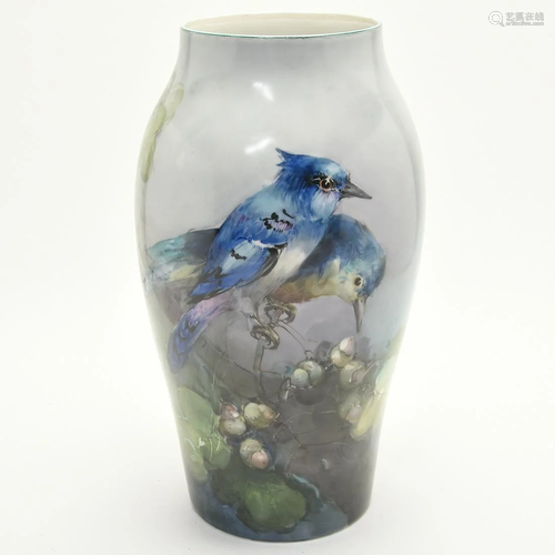 Oversize T & V Limoges Porcelain Hand Painted Vase.