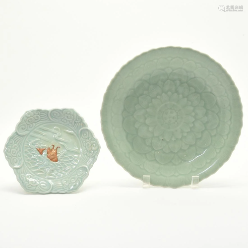 Two Chinese Celadon Dishes.