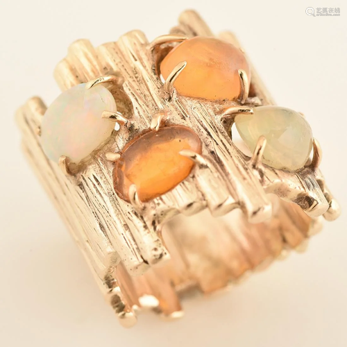 Opal, Fire Opal, 14k Yellow Gold Ring.