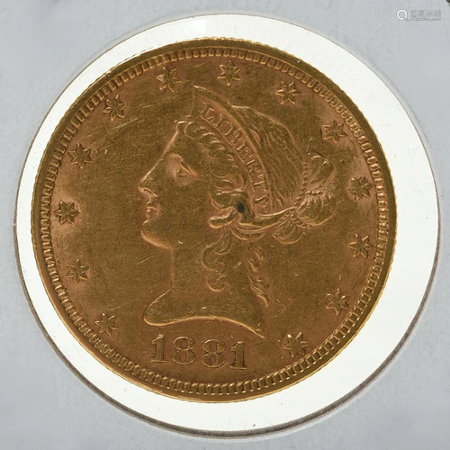 US 1881 $10.00 Good Coin VF-EF Condition