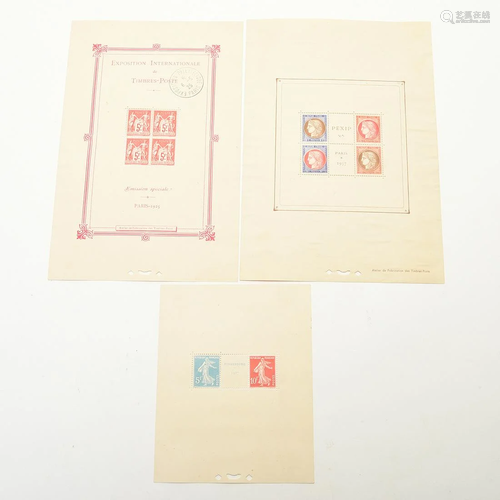 France Lot of 3 Souvenir Sheets