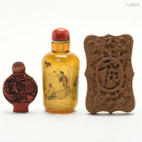 A Group of Two Chinese Snuff Bottles and a B…