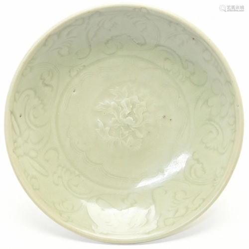 Chinese Celadon Longquan Peony Plate