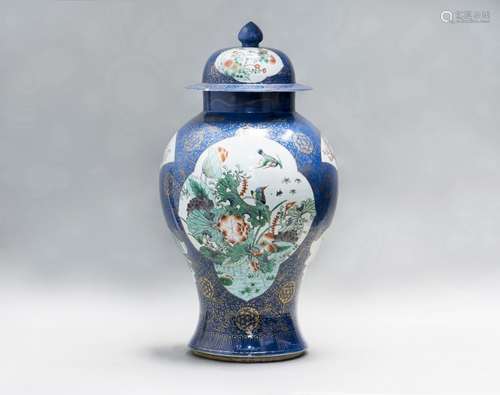 A LARGE WUCAI PORCELAIN JAR WITH COVER, 19TH CENTURY