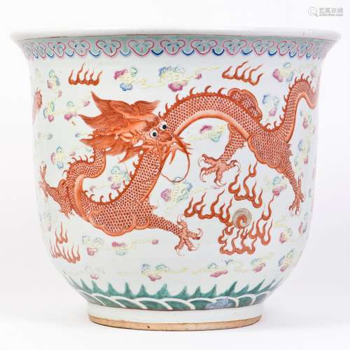 A FAMILLE ROSE DRAGON POT, GUANGXU PERIOD