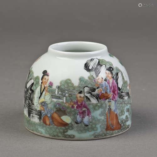 A PORCELAIN WATER POT OF FIGURAL MOTIF