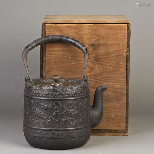 A JAPANESE IRON TEAPOT