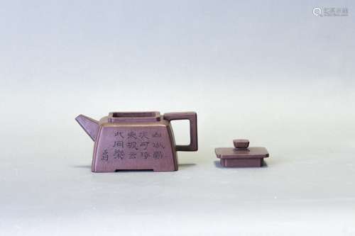 A INSCRIBED SQUARE ZISHA TEAPOT