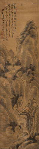 A CHINESE SCROLL PAINTING OF LANDSCAPE